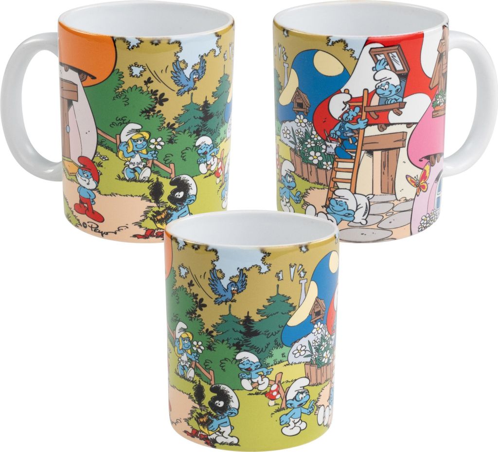 Die Schlümpfe Tasse - Schlumpfdorf Kaffeetasse Becher Kaffeebecher aus Keramik 320 ml
