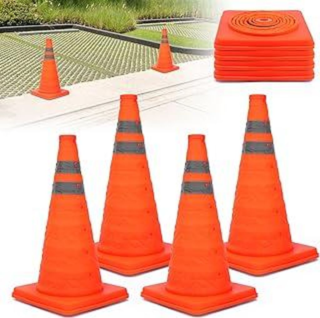 UIQVQIU Faltkegel Warnkegel, 45cm Reflektierender Verkehrskegel, Orange Verkehrsleitkegel Pylone Faltbar, Leitkegel Faltbar Warnkegel Sicherheitske...