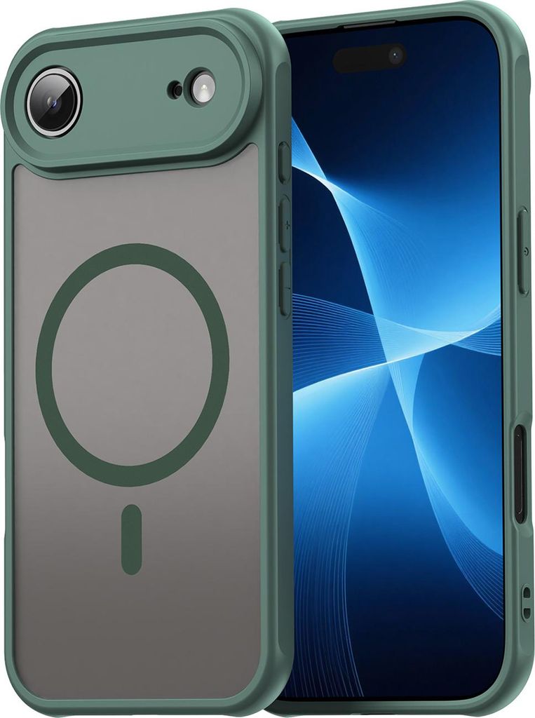 Magnetisch Hülle für iPhone Air Transluzente Matt Rückseite Stoßfeste Handyhülle mit Kameraschutz Grün