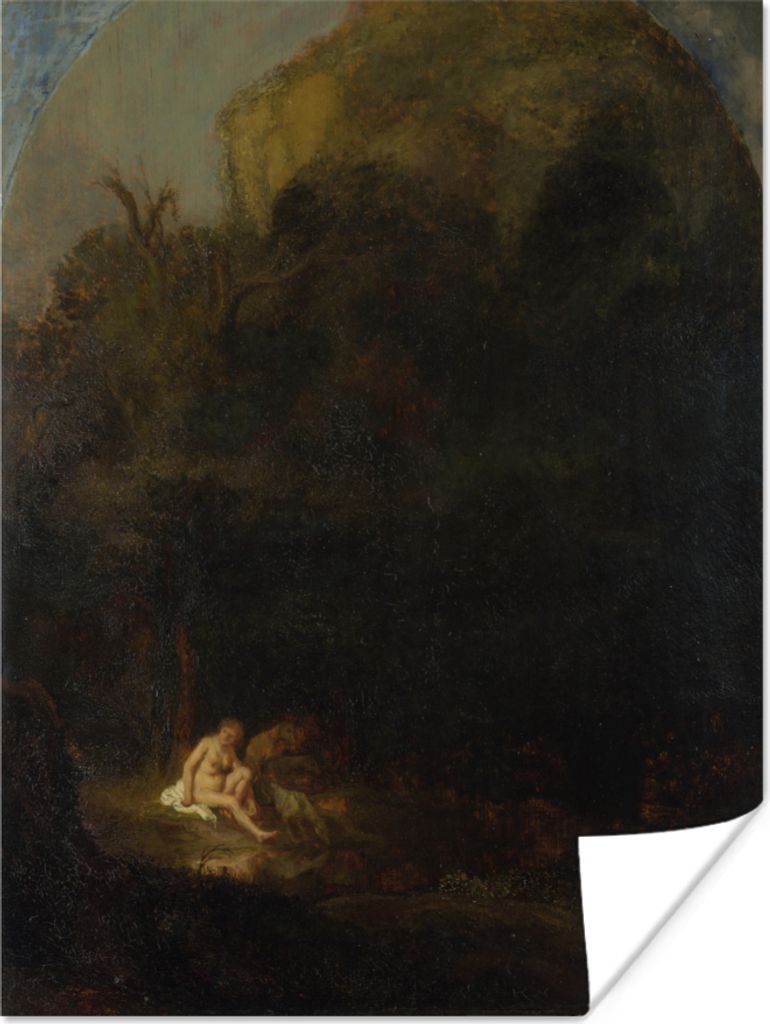 MuchoWow Poster Badende Diana, überrascht von einem Satyr - Rembrandt van Rijn 30x40 cm - Wandplakat - Poster Kinderzimmer