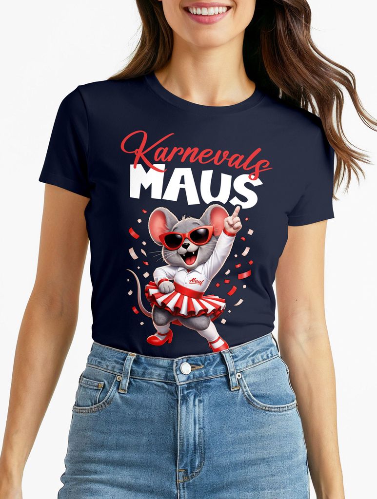 Damen T-Shirt Fasching Karneval | Maus Aufdruck | Ersatz Verkleidung Last Minute Kostüm Funshirt Moonworks