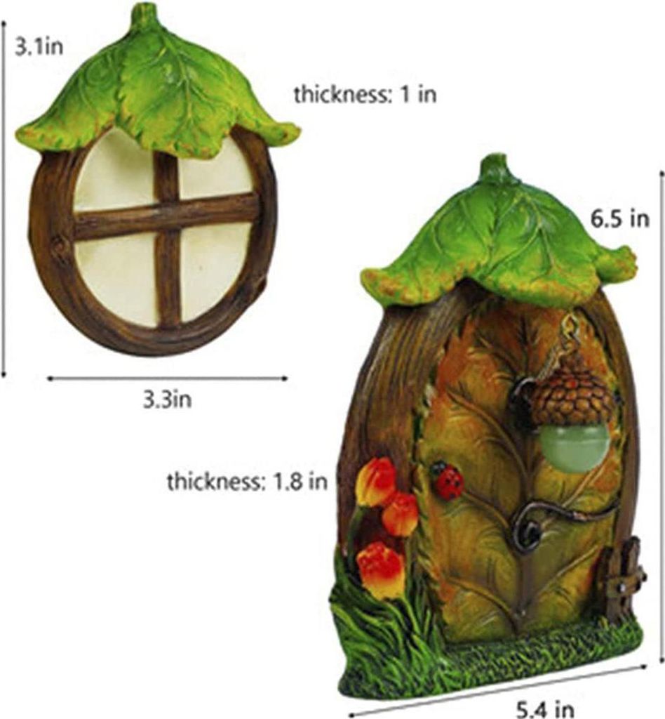 Miniatur Fee Baum Tür und Fenster Harz Fee Garten Gnome Home Tür und Fenster Bäume Dekoration für Garten Hof Rasen