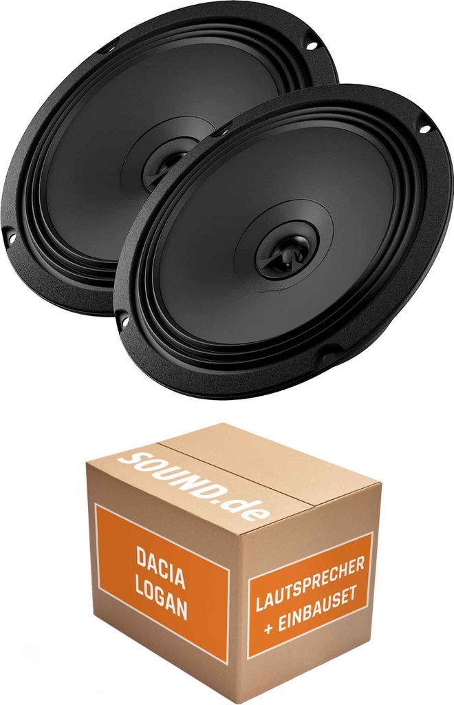 Lautsprecher Boxen Einbaupaket vorne Audison APX 6.5 passend für Dacia Logan 2. Generation | 2x Tief-Mitteltöner mit integriertem Hochtöner 210W...