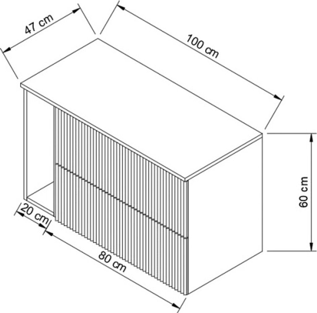 WENA Skříňka pod umyvadlo 100 cm, žebrovaná čela, kovové Obrázek produktu 5