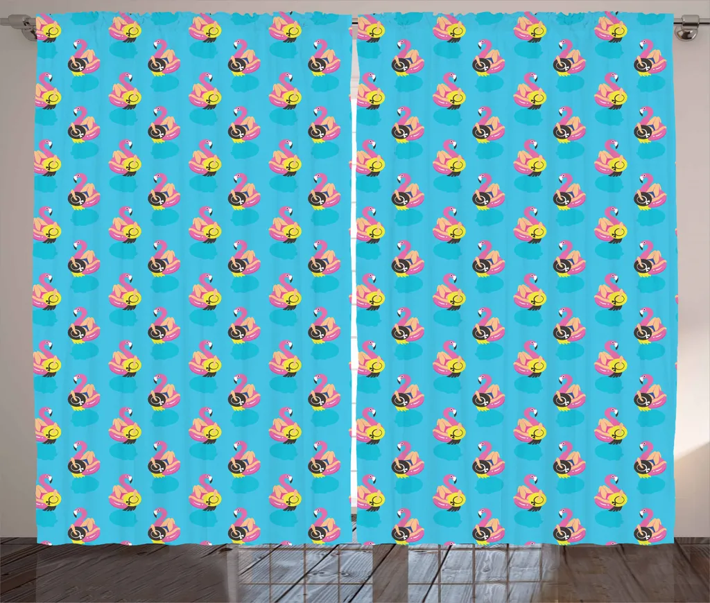 ABAKUHAUS Tenda rustica stravagante, motivo festivo stagionale estivo, tende universali per soggiorno con passanti e ganci, 280 x 245 cm, multicolore