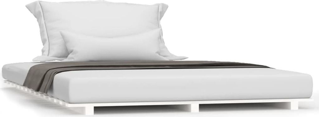 vidaXL Lit en bois massif blanc 140x190 cm pin Image du produit 
