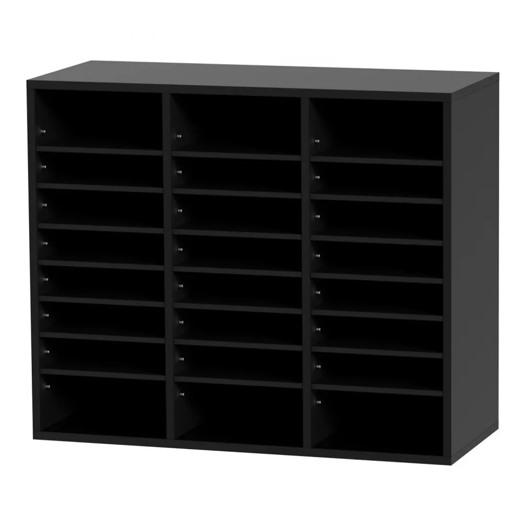 Trieur de documents A4 empilable - Meuble de rangement noir 24 cases - 9