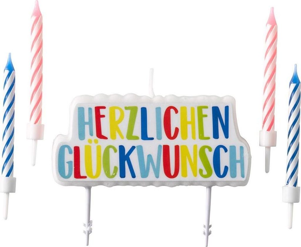 Kerzenset Herzlichen Glückwunsch mit 4 Kerzen