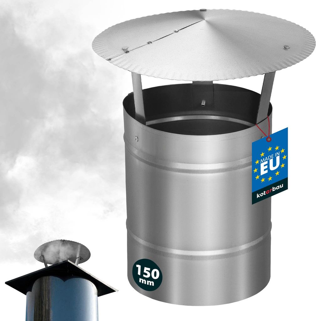 KOTARBAU Schornsteinabdeckung Edelstahl ø 150 mm Kaminhaube Schornstein Regenhaube Kaminabdeckung Schornsteinhaube Kaminaufsatz Rostfrei Edelsta...