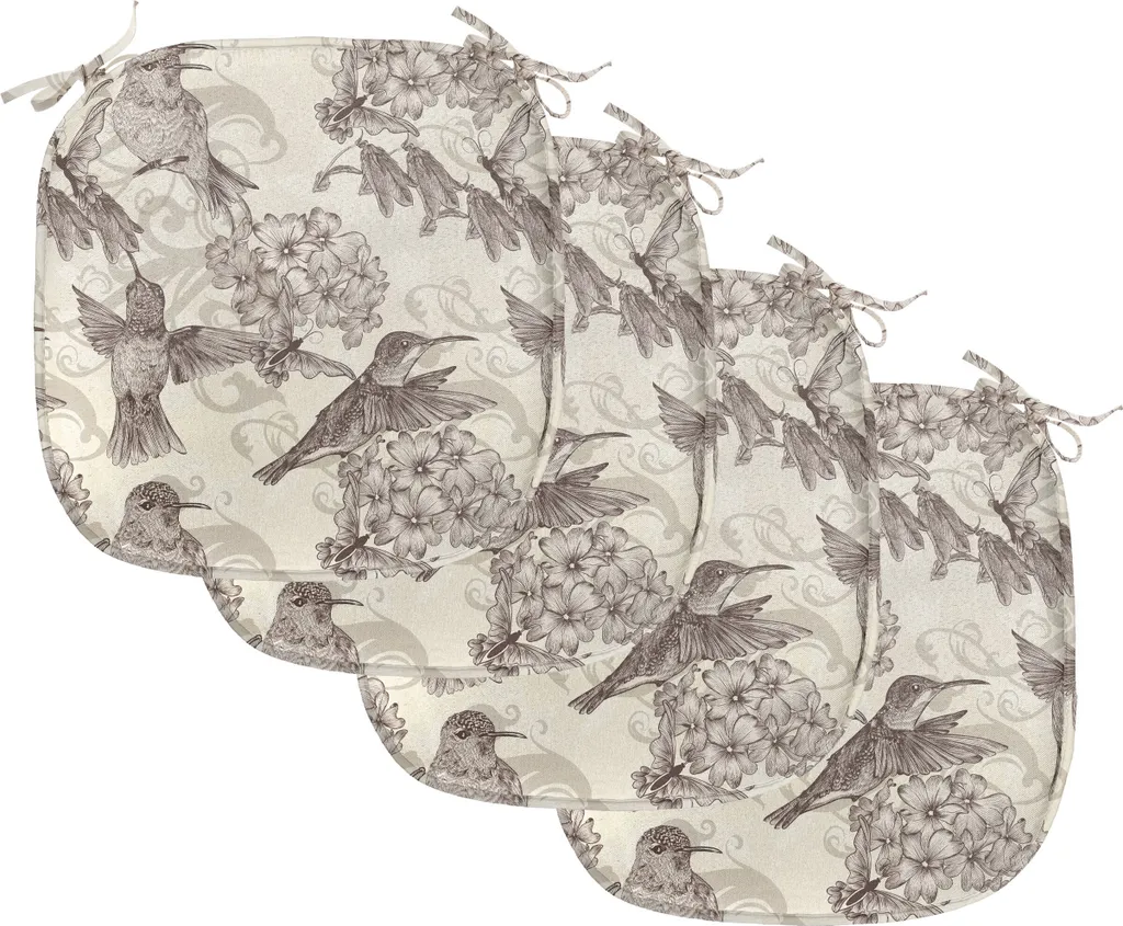 Coussin de Chaise Anti-Tache Lot de 4 avec Sangles pour Cuisine 40cm