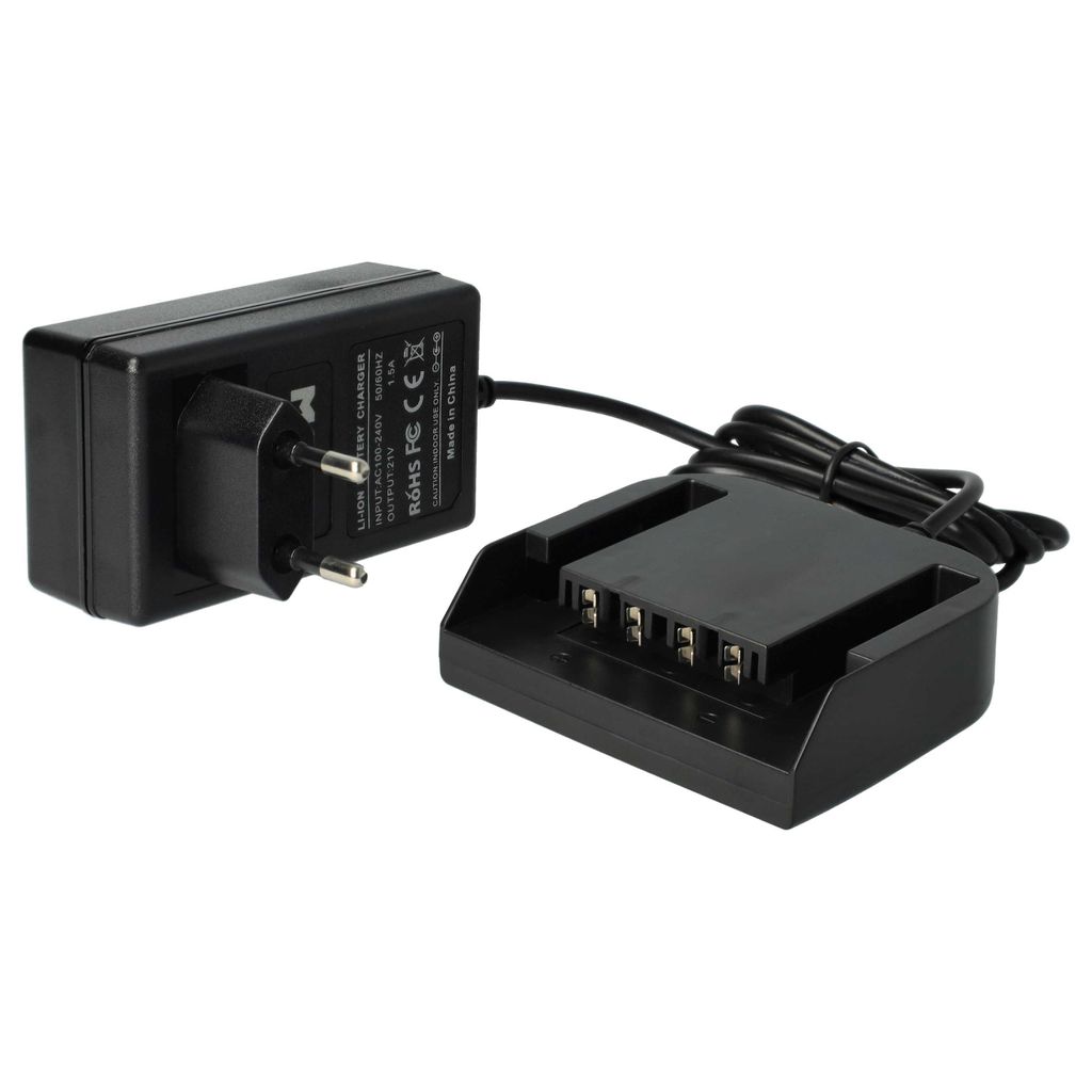 vhbw Ladegerät kompatibel mit AEG BUS 18, BUS 18 X, BSB 18 STX, BSB 18 LI, BST 18X, BSS 18C Werkzeug Li-Ion-Akkus, 18 V