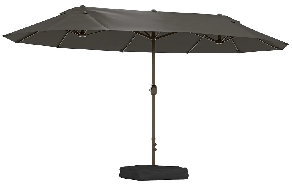 Parasol rectangulaire XXL gris 4,6m avec manivelle et base complète
