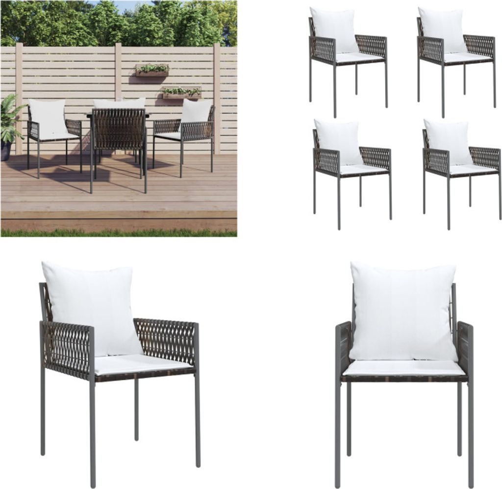 vidaXL Gartenstühle mit Kissen 4 Stk. Braun 54x61x83 cm Poly Rattan - Gartenstuhl - Gartenstühle - Terrassenstuhl - Outdoor Stuhl