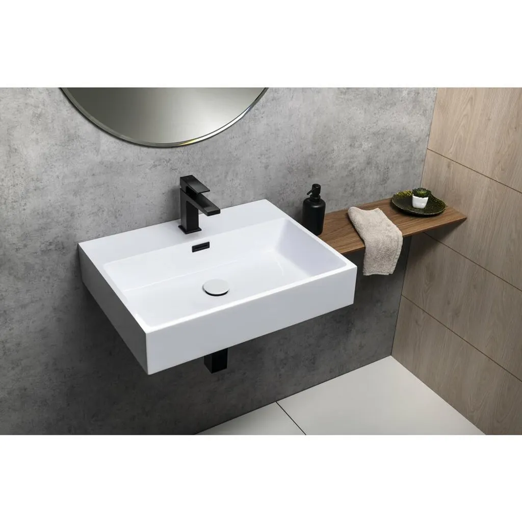 Lavabo AQUATIC Bianco 60x46cm in Marmoresina | Design Contemporaneo - 2