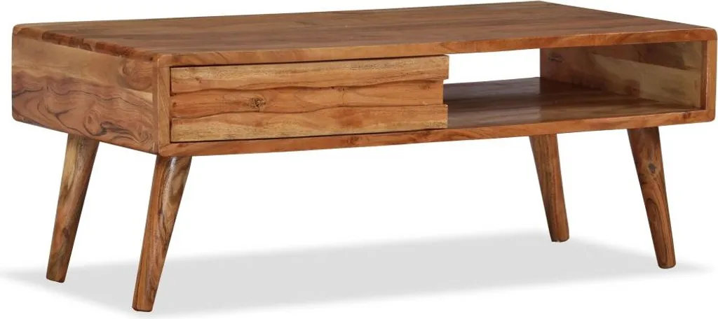 Table basse bois massif avec rangement tiroir pour salon convivial - 9