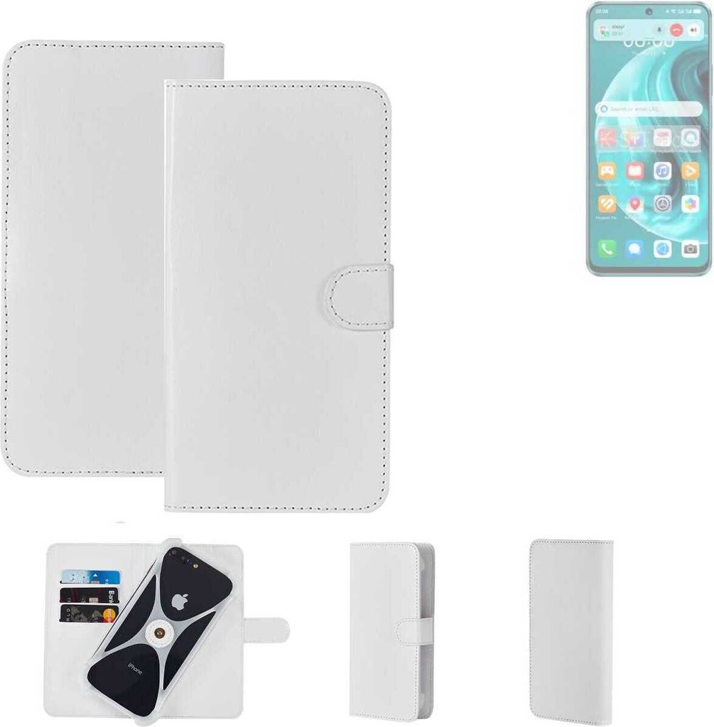 K-S-Trade Handy Hülle Schutz Hülle kompatibel mit Huawei Nova 12i Cover Case Bookstyle Bumper weiß 1x