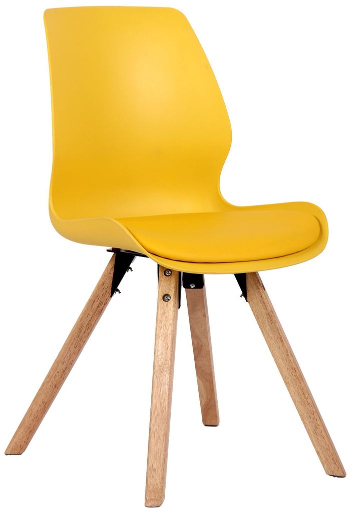 CLP Esszimmerstuhl Luna Modernes Design, Gestell natura, gepolsterter Sitz Farbe:gelb;Material:Kunststoff