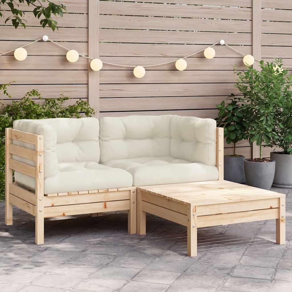 vidaXL Ensemble de salon de jardin 3 pièces avec coussins Image du produit 