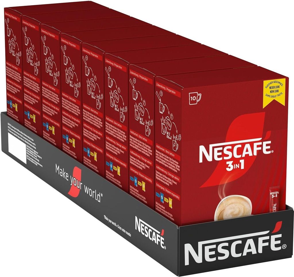 NESCAFÉ 3in1 Sticks löslicher Kaffee (8 x 10 x 16,5g)