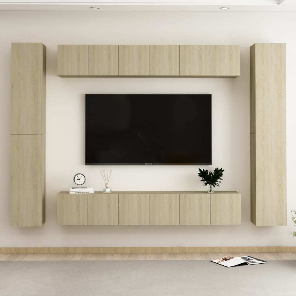 Maison Exclusive - 10-tlg. TV-Schrank-Set Sonoma-Eiche Holzwerkstoff