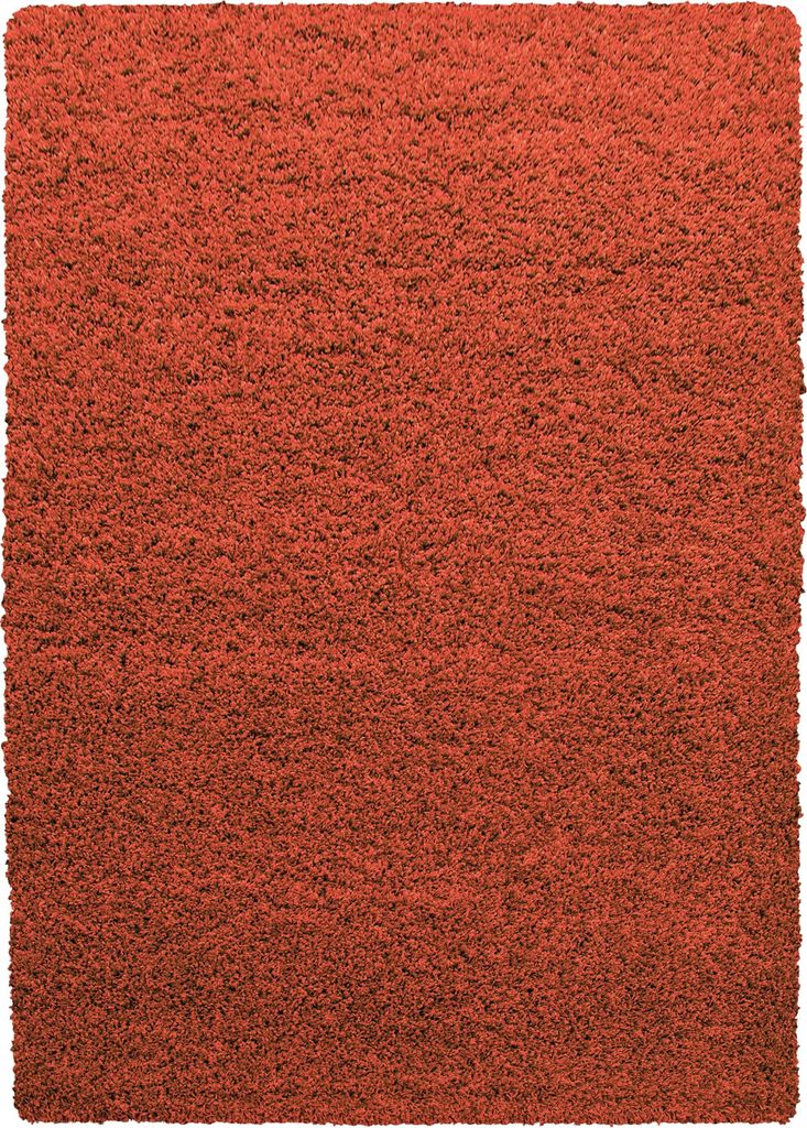 Villa Möbel Lifiva Wohnzimmer-Teppich, Hochflor-Teppich, Shaggy, Einfarbig, Farbe:Terra, Grösse:140x200 cm