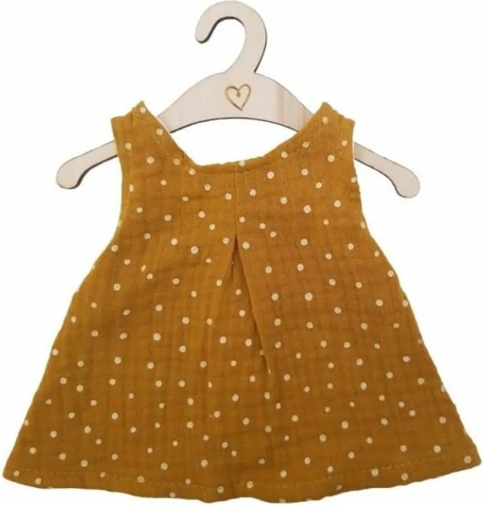 Robe de poupée 34 cm facile à enfiler coton ocre à pois Hollie