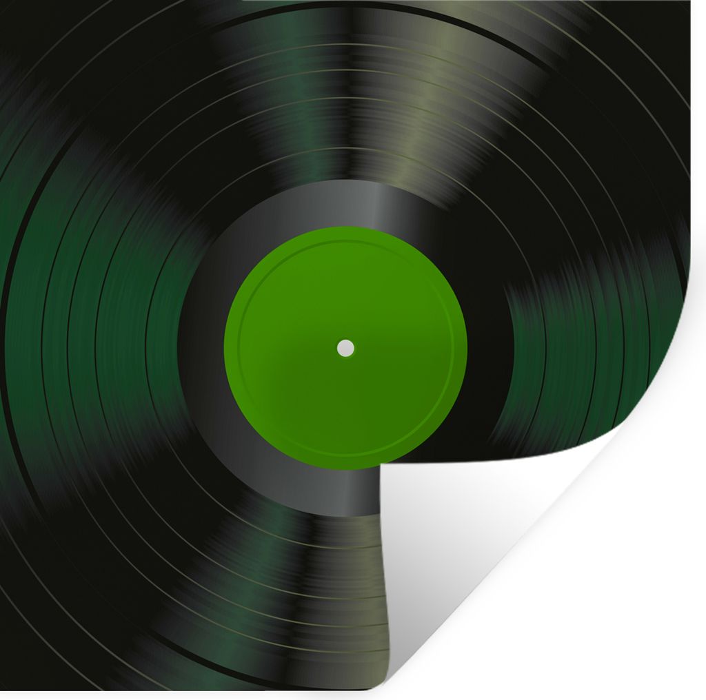 MuchoWow Wandtattoo Wandsticker Wandaufkleber Retro - Grün - LP - Vinyl 100x100 cm Selbstklebend und Repositionierbar - Wierderverwendbar - Selb...