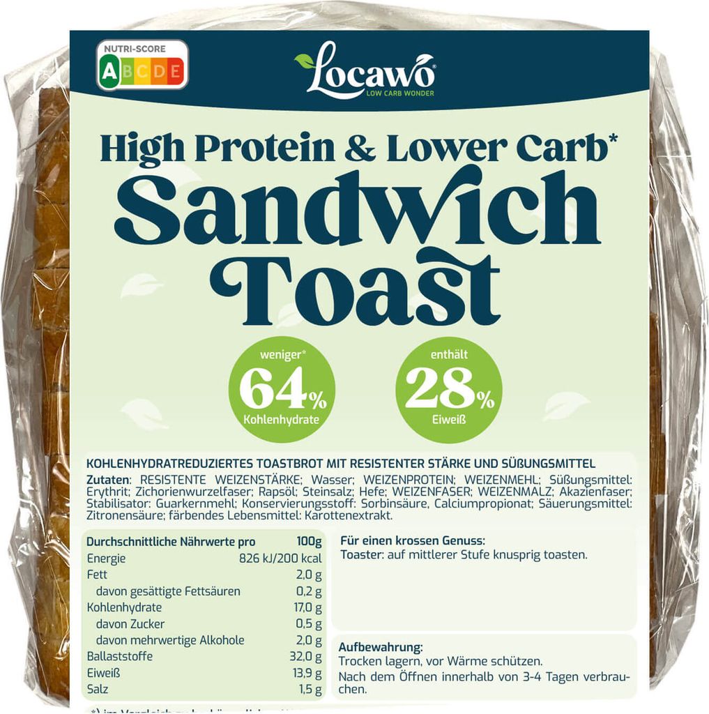 Locawo High Protein Low Carb Sandwich Toast | Toastbrot Produktbild 