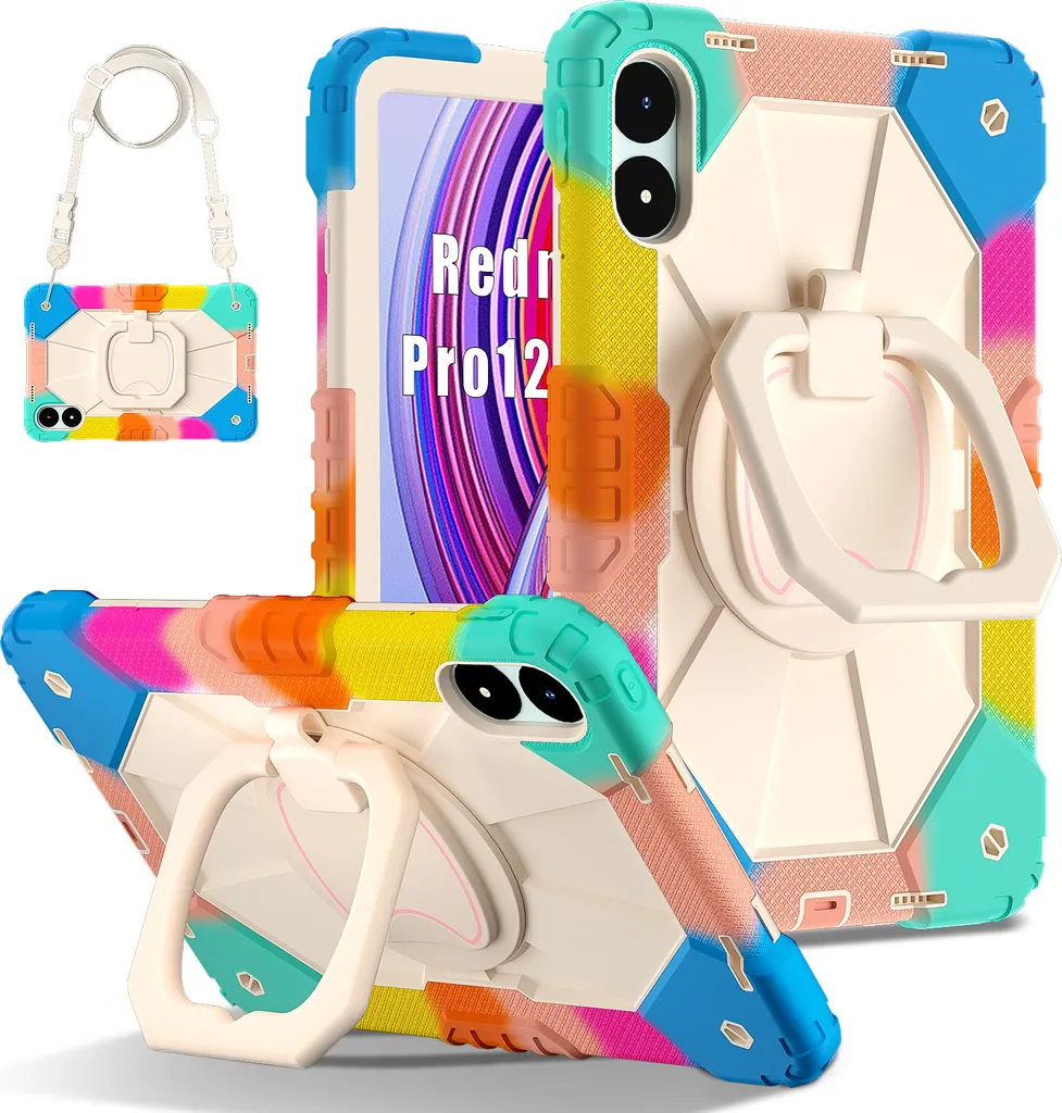 Housse de Protection Xiaomi Poco Pad avec Dragonne et Support Rose