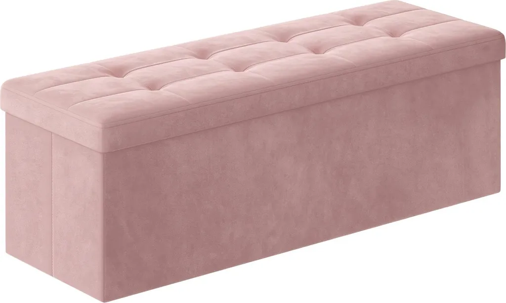 Pouf Coffre de Rangement LSF277R01 - Banquette Pliable en Lin Gris