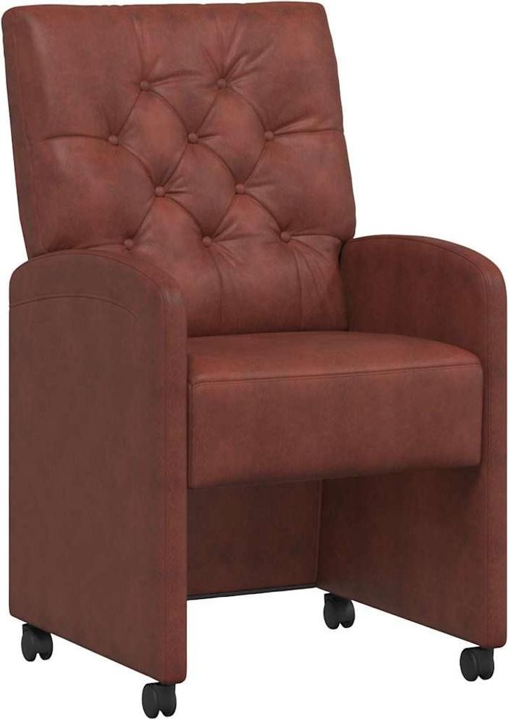 vidaXL Esszimmerstühle mit Rollen 2 pcs Glänzendes Braun Kunstleder