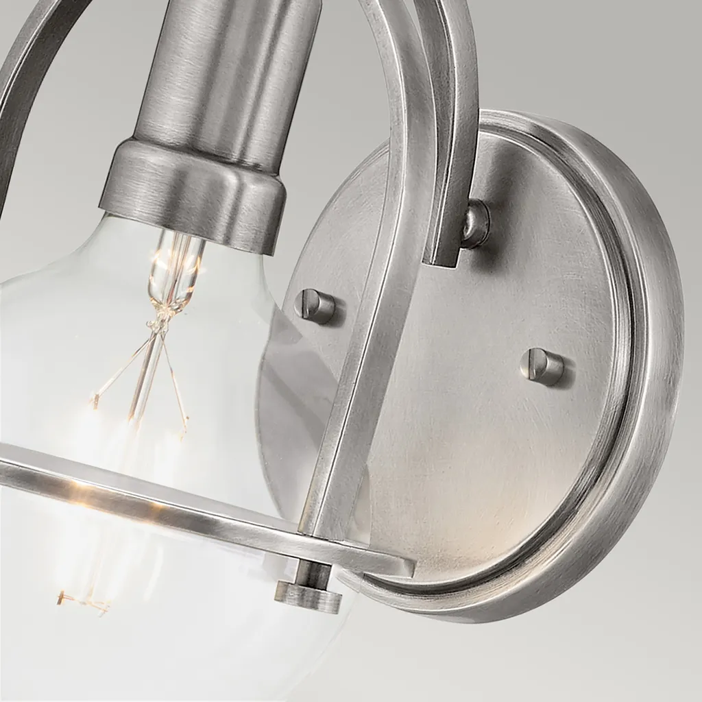 Applique en acier finition nickel H 23,3 cm - Qualité robuste durable