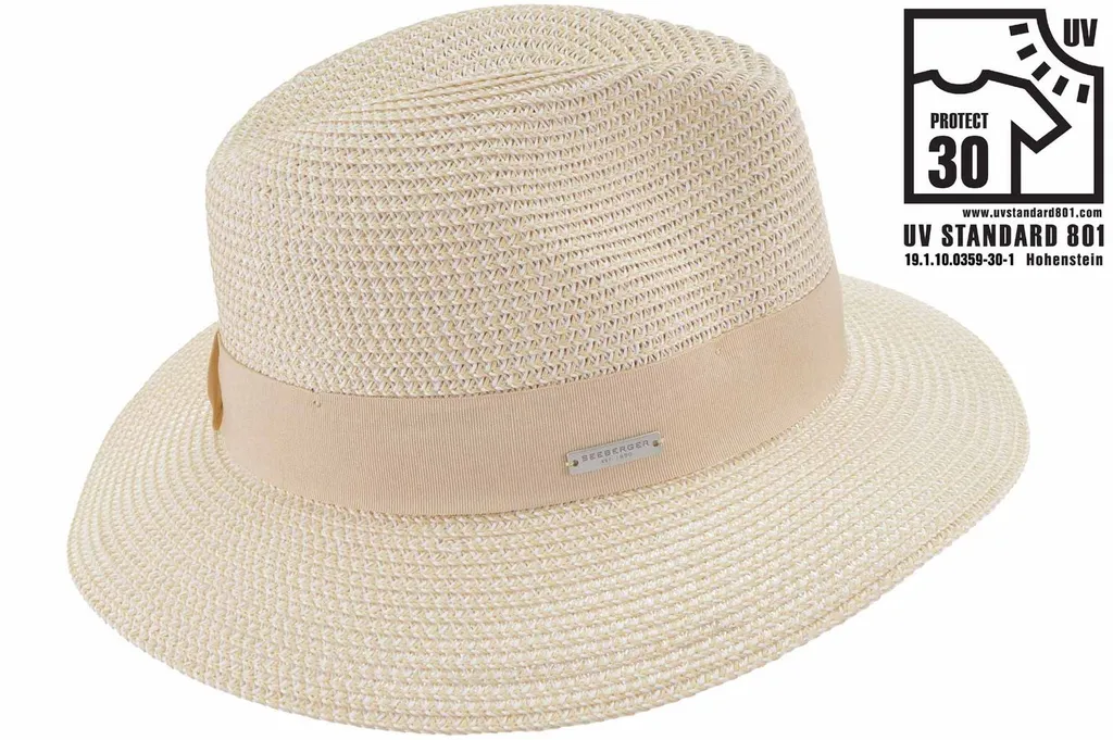 Chapeau Fedora de Plage Seeberger avec Bord Froissé et Protection UV