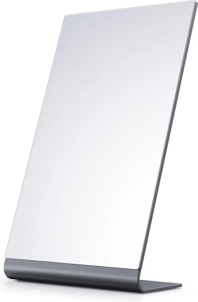 Miroir de table argenté en aluminium 30cm ultra stable et élégant