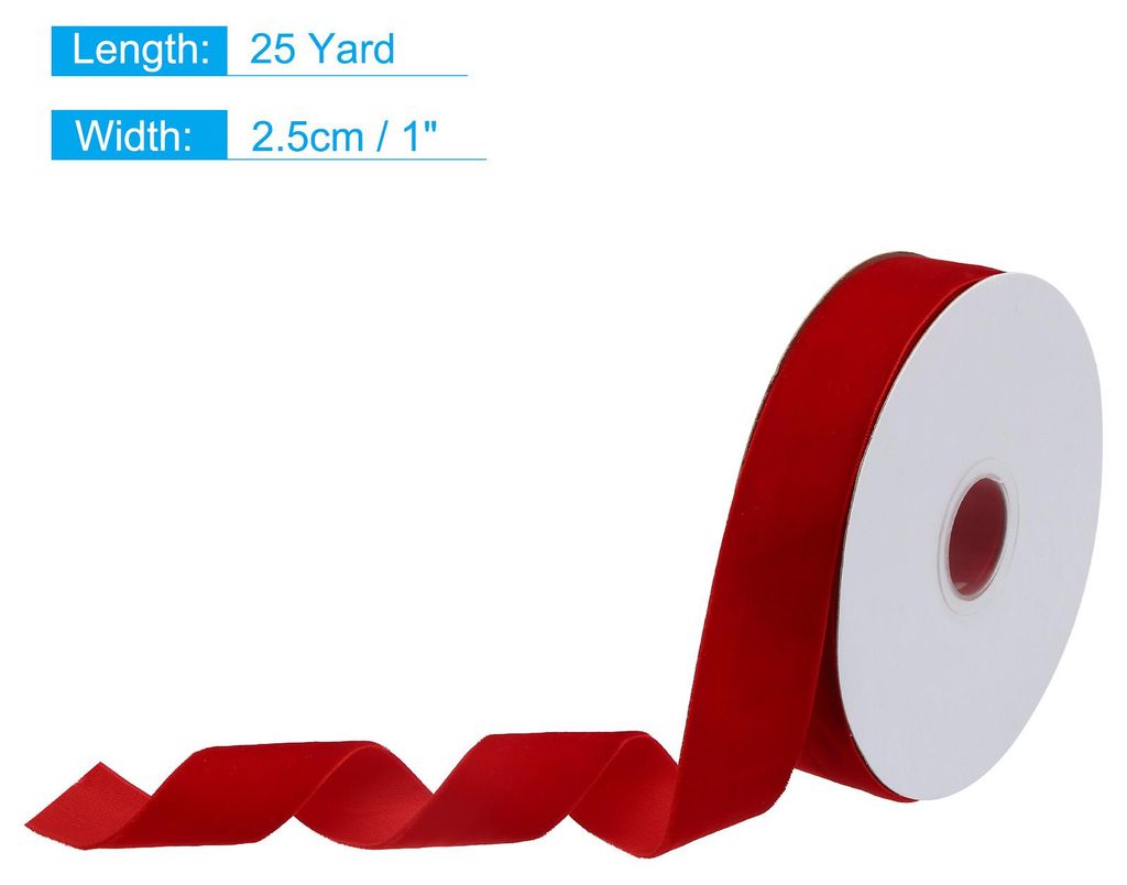 22 Meter Samtband , 2.5cm Weihnachten Velvet Ribbon fš¹r Str?u?e, DIY Basteln, Geschenkverpackung, Hochzeit Party (Rot)