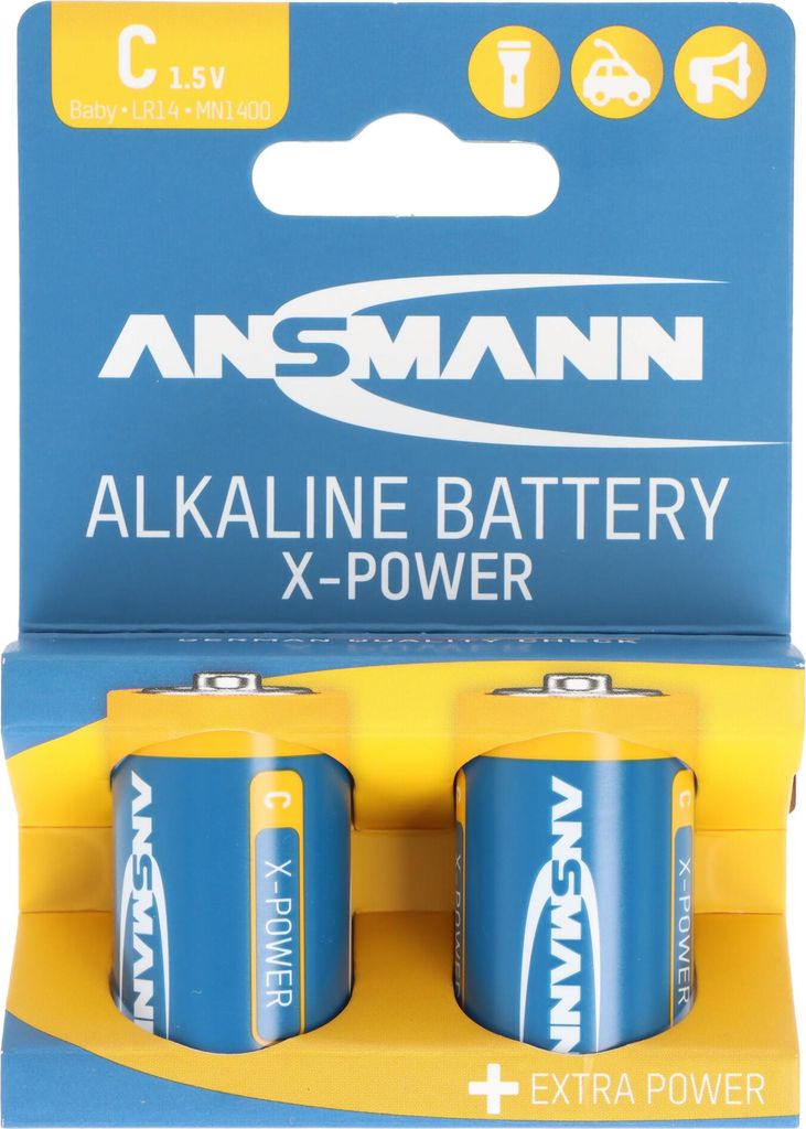 Ansmann X-Power Alkaline Batterie Baby C, LR14, 2er Papierblister