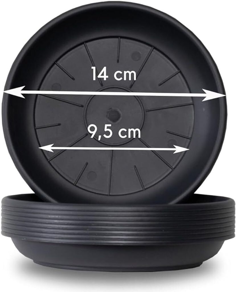 Blumentopf Untersetzer Rund Ø 14 cm in Schwarz für Außen & Produktbild 