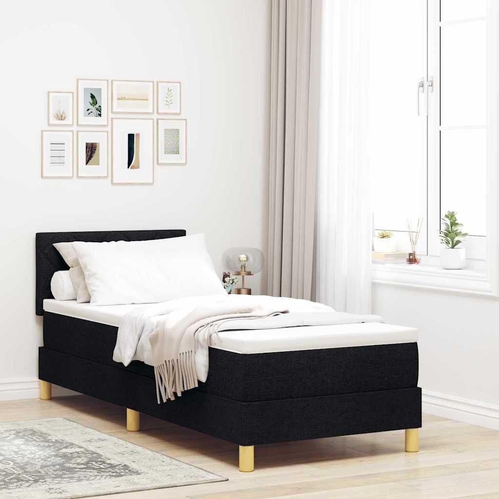 Eleganten-Stil Boxspringbett mit Matratze Schwarz 80x200 cm Stoff Klassische Betten DE2985