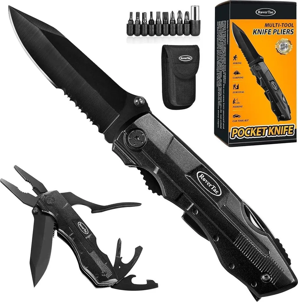 Pince Multifonction et Couteau de Survie 15 en 1 pour Activités Outdoor