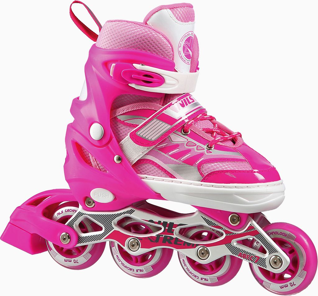 Nils Extreme Inline Skates Mädchen und Jungen - ABEC7 Kugellager - Rollerblades Damen und Herren - Rollerskates Größenverstellbar 39-42 - Rosa -...