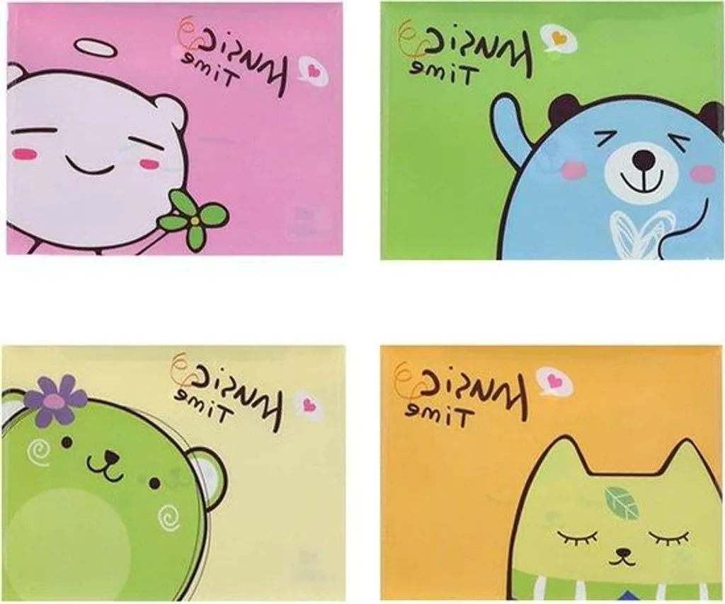 Pochettes A4 plastique à motifs animés avec fermeture sécurisée par clip