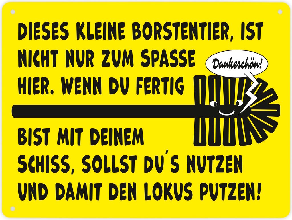 Toilette Metallschild XL in 21x28 cm mit Spruch Borstentier für saubere