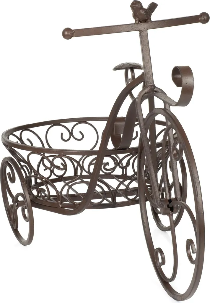 Panier à plantes Moritz en bois robuste : Roue décorative 55 cm jardin