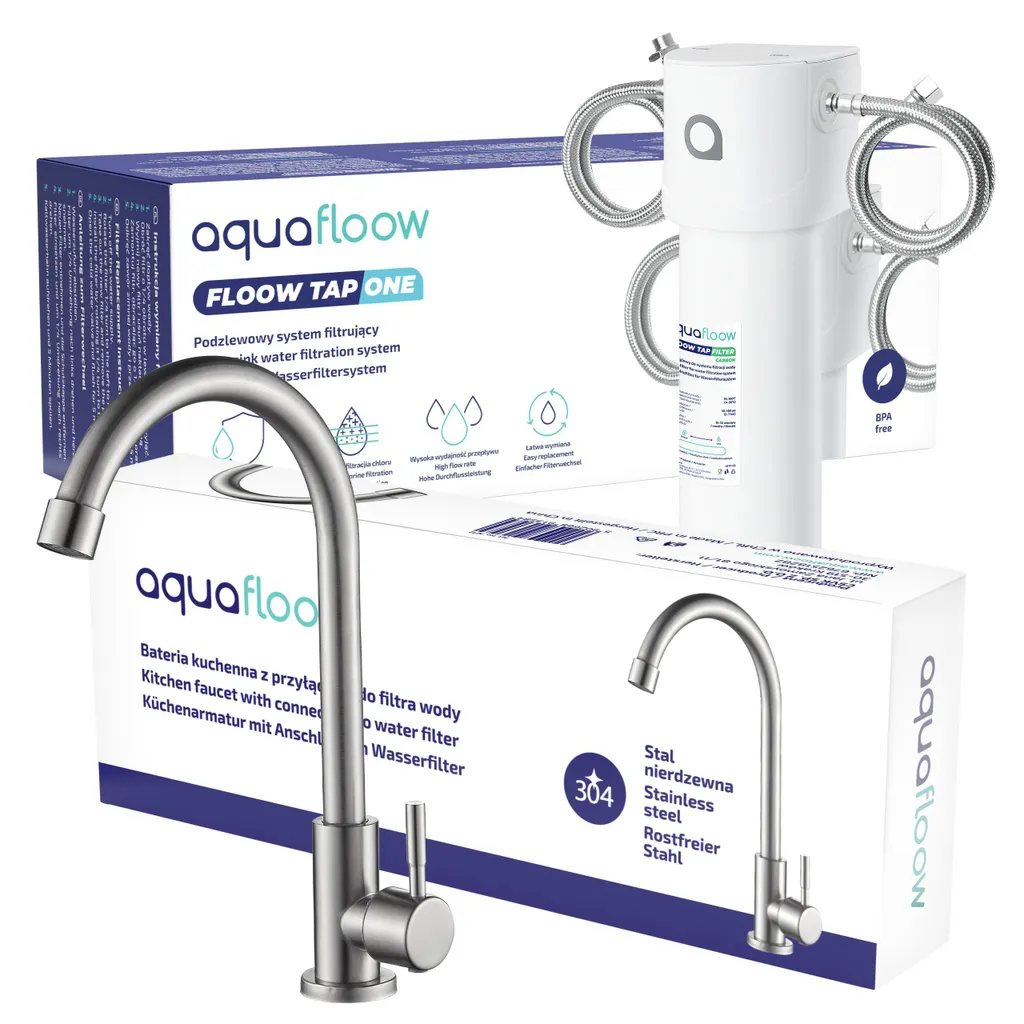 Filtre à eau sous évier AquaFloow FloowTap One avec mitigeur cuisine argent