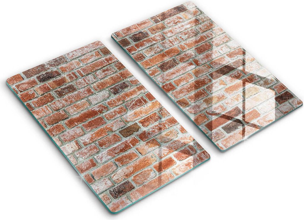 Abdeckung Glas - Küchenabdeckung - 2x30x52 cm - Abdeckplatte -Alte Backsteinmauer