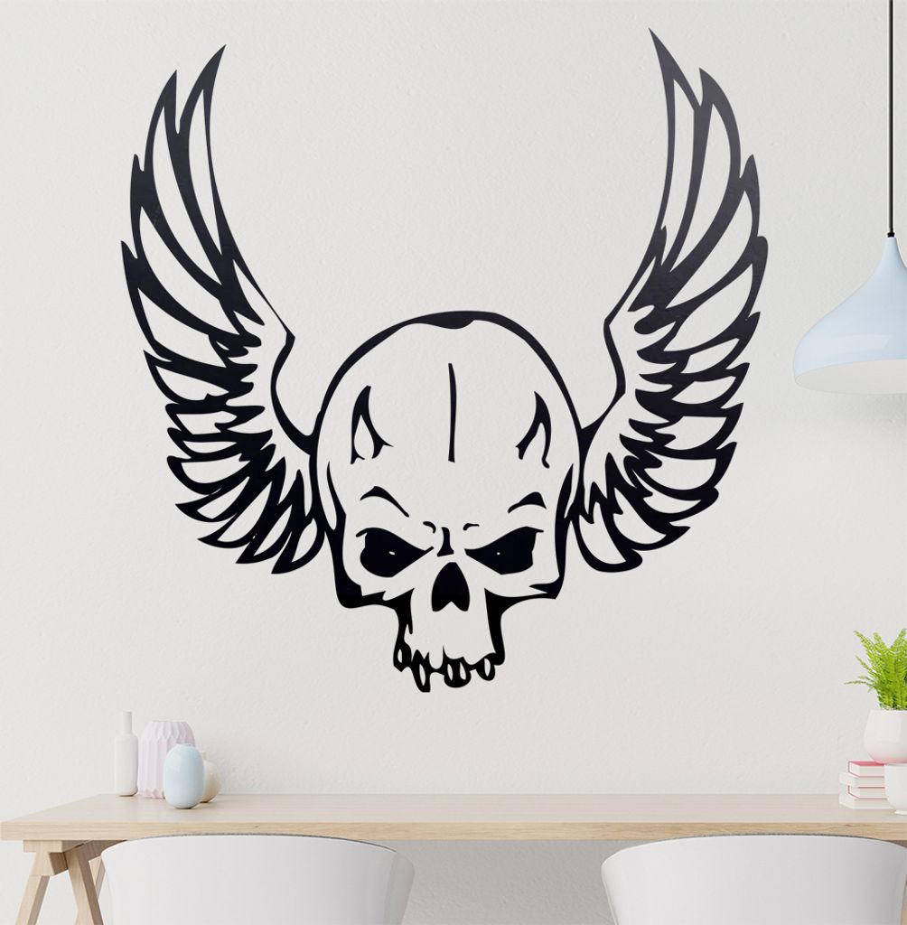 Himmel & Hölle Schädel Wandtattoo in 6 Größen - Wandaufkleber Wall Sticker - Dekoration, Küche, Wohnzimmer, Schlafzimmer, Badezimmer
