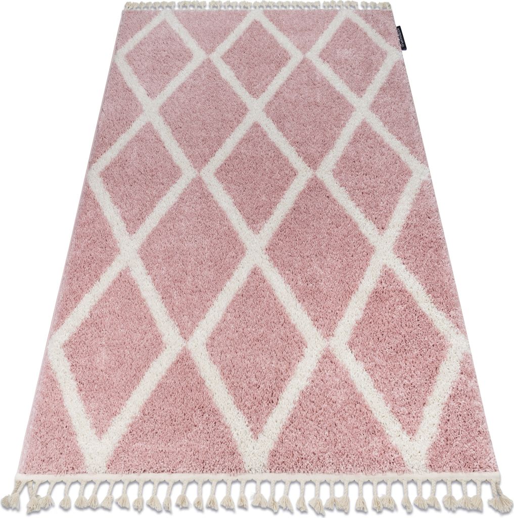 Teppich BERBER TROIK A0010 rosa / weiß Franse berber marokkanisch shaggy Rosa 140x190 cm