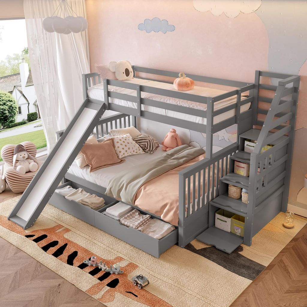 Etagenbett, 90 x 200 über 140 x 200 , Mit Schubladen, Produktbild 
