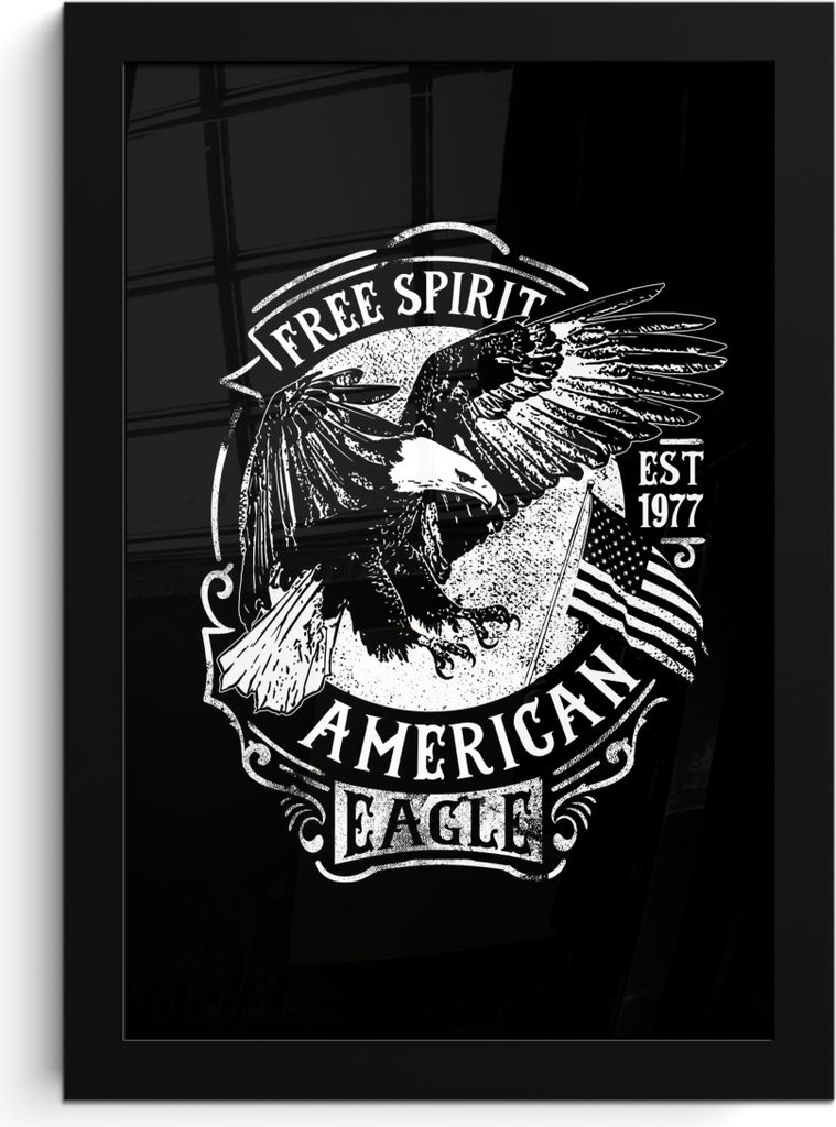 MuchoWow® MuchoWow® Gerahmtes Poster Adler - Flagge - Retro Produktbild 