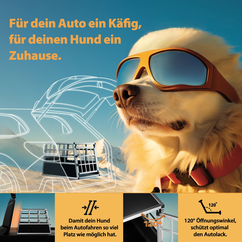 CADOCA® Hundetransportbox Aluminium Hundebox Kofferraum Produktbild 7